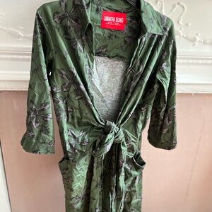 Samantha Sung Olive Floral Dress